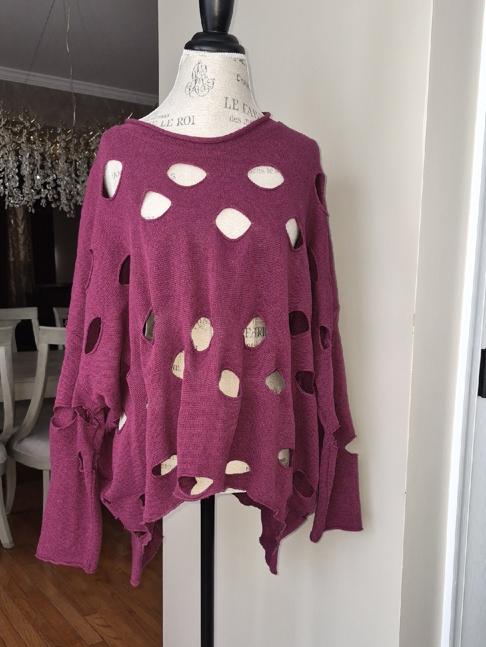 TRANSPARENTE GERMAN MADE COTTON MULTI OPENINGS DOLMAN SLEEVE OVERSIZE SWEATER